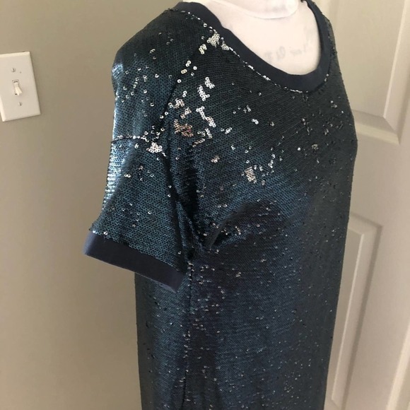 MOULINETTE Souers Anthro Blue Sequin Dress Small - Picture 6 of 12
